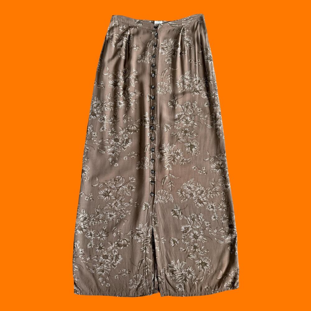 90's vintage brown floral grunge whimsigoth maxi skirt Size 4 gap